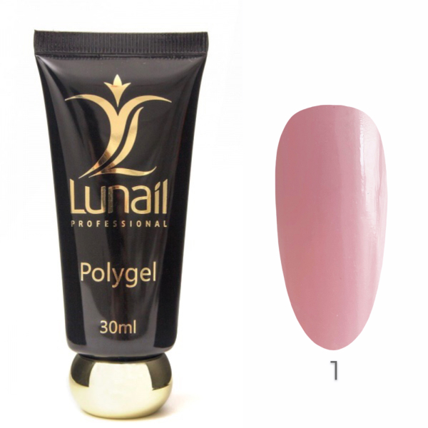 Lunail Polygel COVER 1 - камуфлирующий светло-розовый  30 мл 